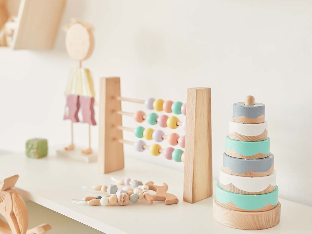 wooden toys on side