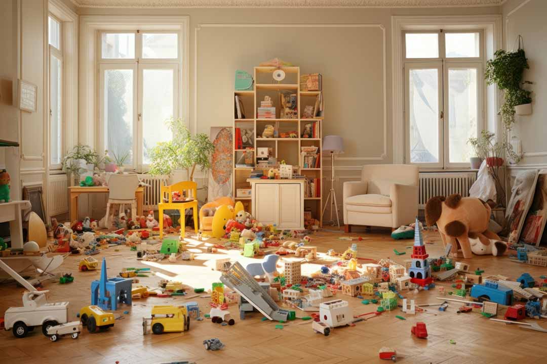 Living room children toys floor.